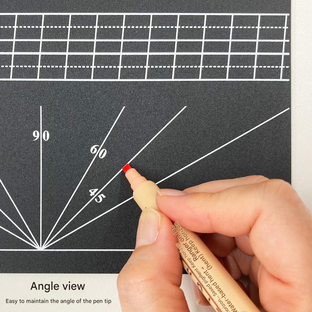 Copperplate Calligraphy Various Angles With Practice Guidelines Black Writing Mat | Kyoei Orions Kiwami