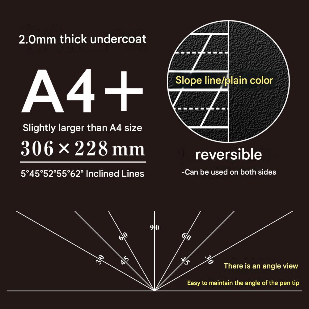 Copperplate Calligraphy Various Angles With Practice Guidelines Black Writing Mat | Kyoei Orions Kiwami