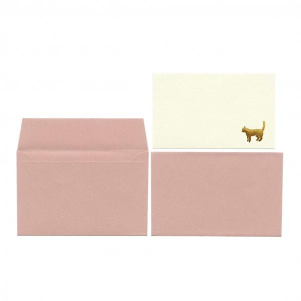 cat mini message card set envelopes gold foil