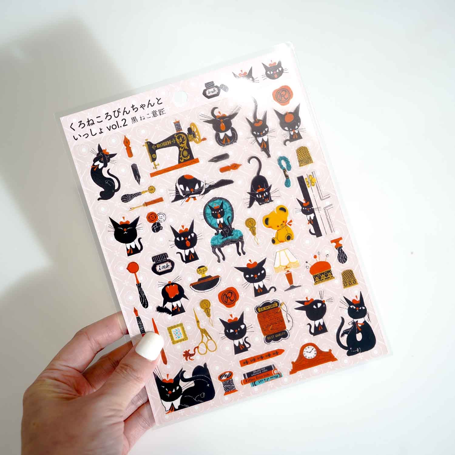 Cats Issho Vol. 2 Sewing Writing Stationery 'Kuroneko Takumi' Cozyca Stickers Sheet