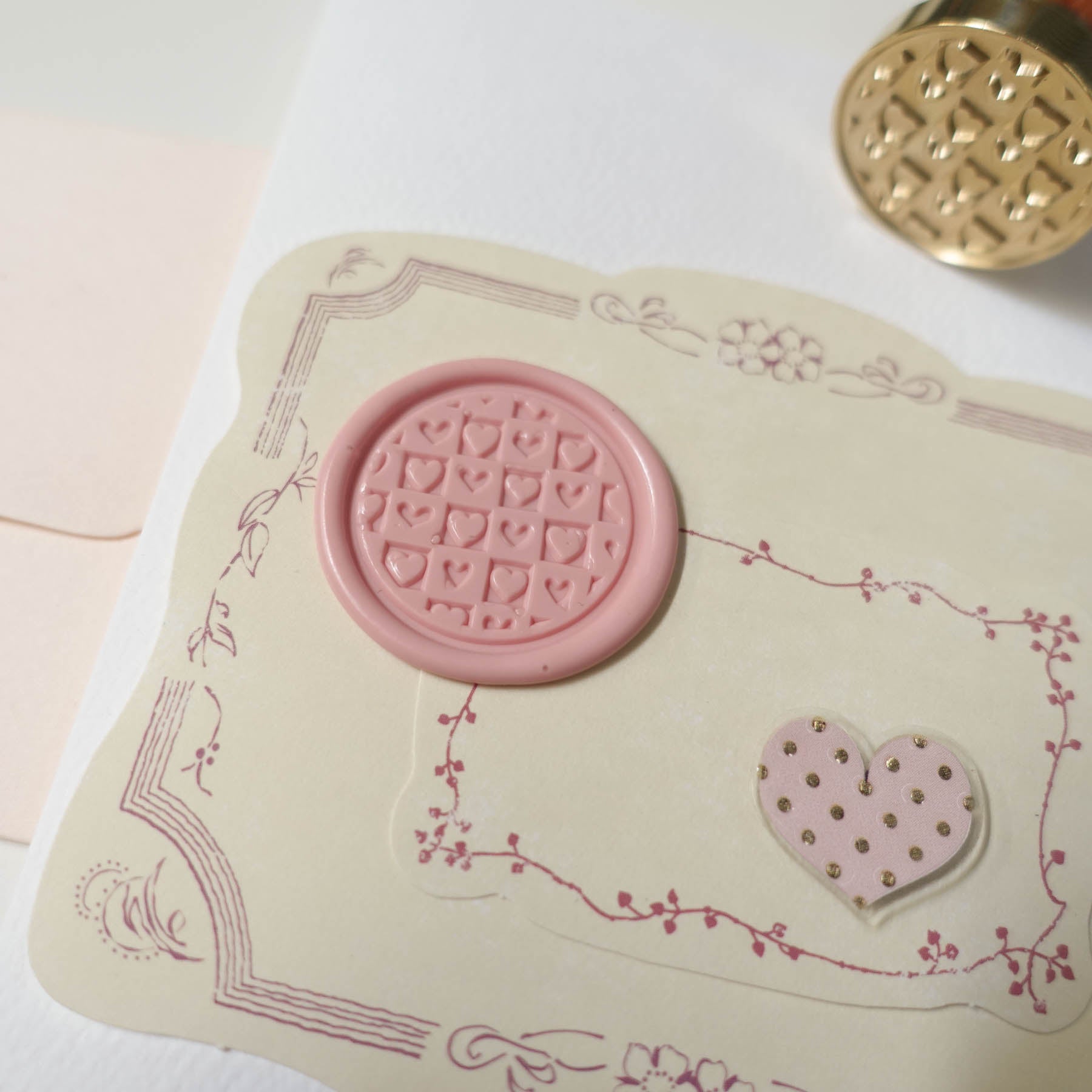 chequered hearts patchwork pattern wax seal fiona ariva australia