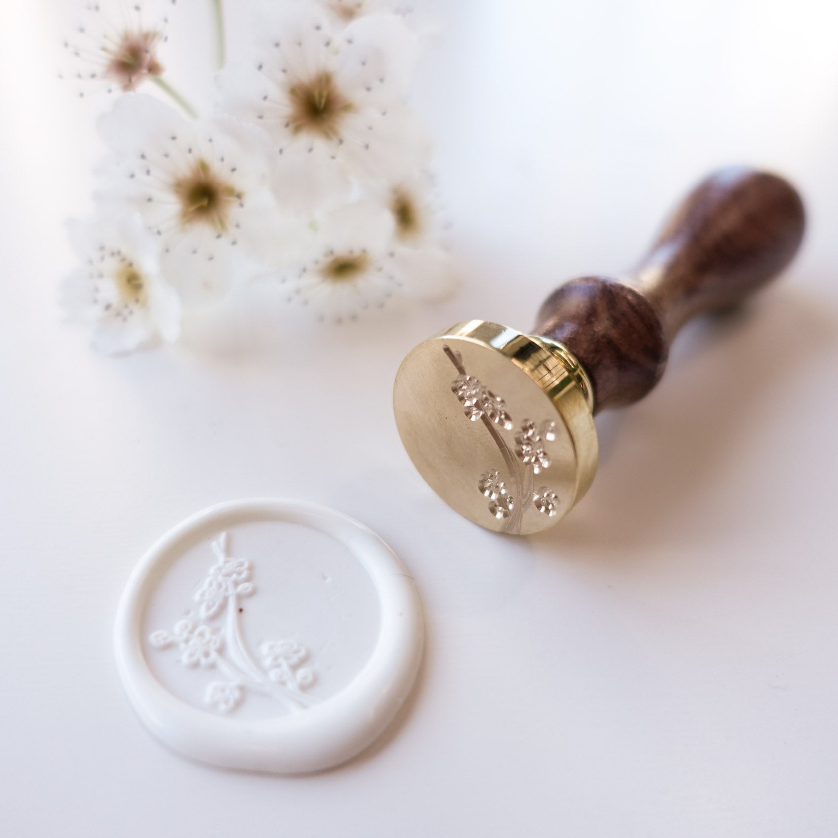 Cherry blossom wax seal stamp white sakura fiona ariva australia