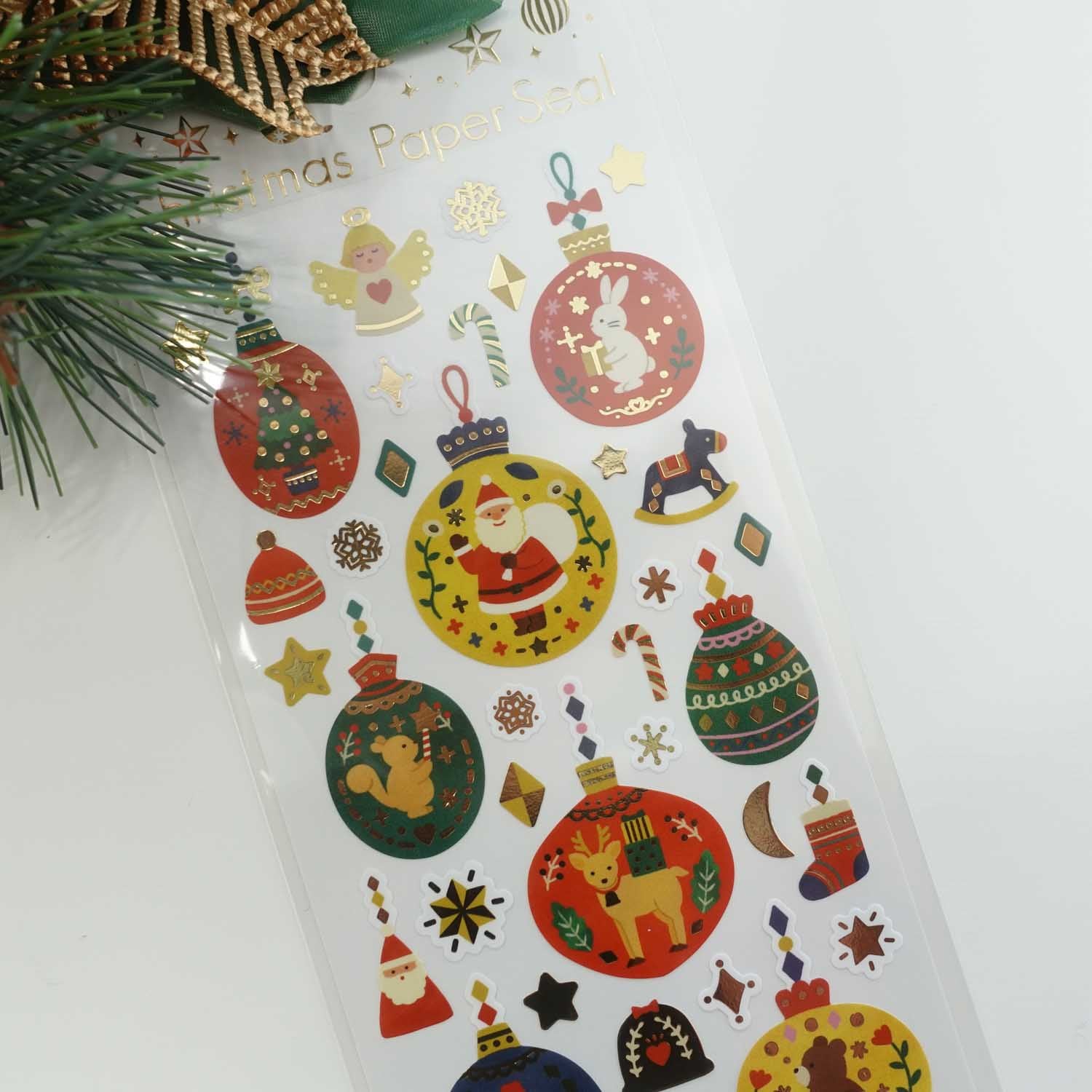 Christmas Baubles | Traditional Retro Stickers Sheet