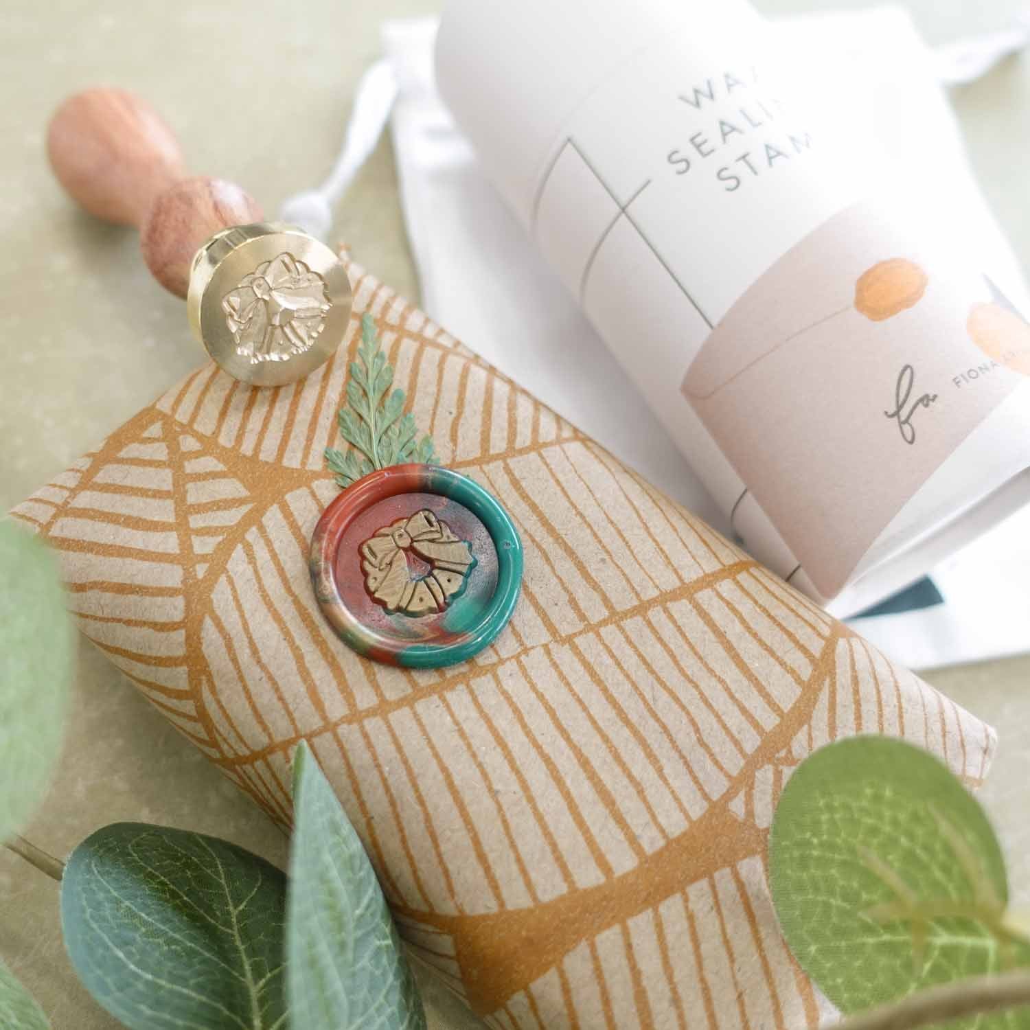 merry christmas wreath wax seal stamp fiona ariva australia