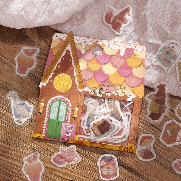 Sweet Cafe Gingerbread House | 'Shopping Arcade' Series | Planner Flake Stickers | BGM