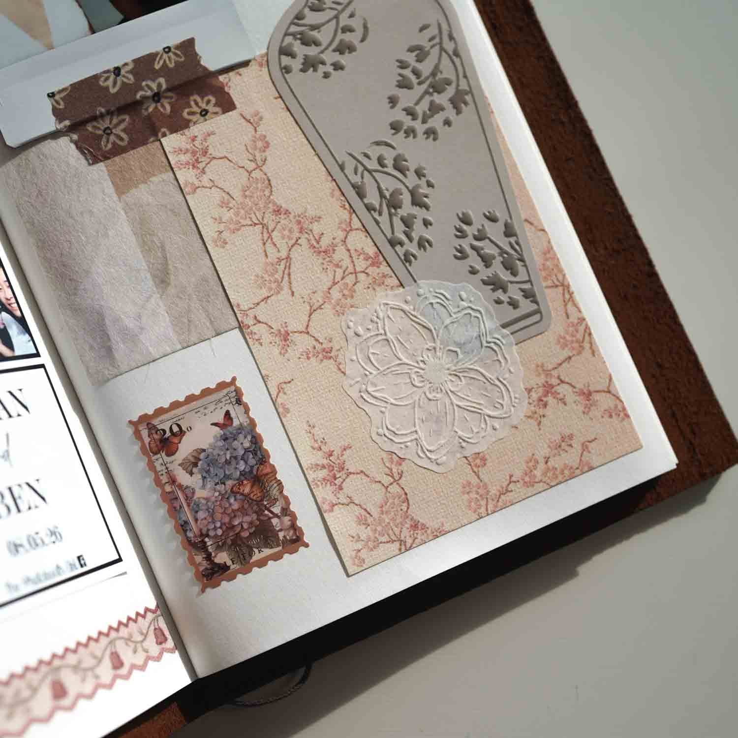 Embossed Flowers 'The White Mist Is Like A Painting' Flake Stickers