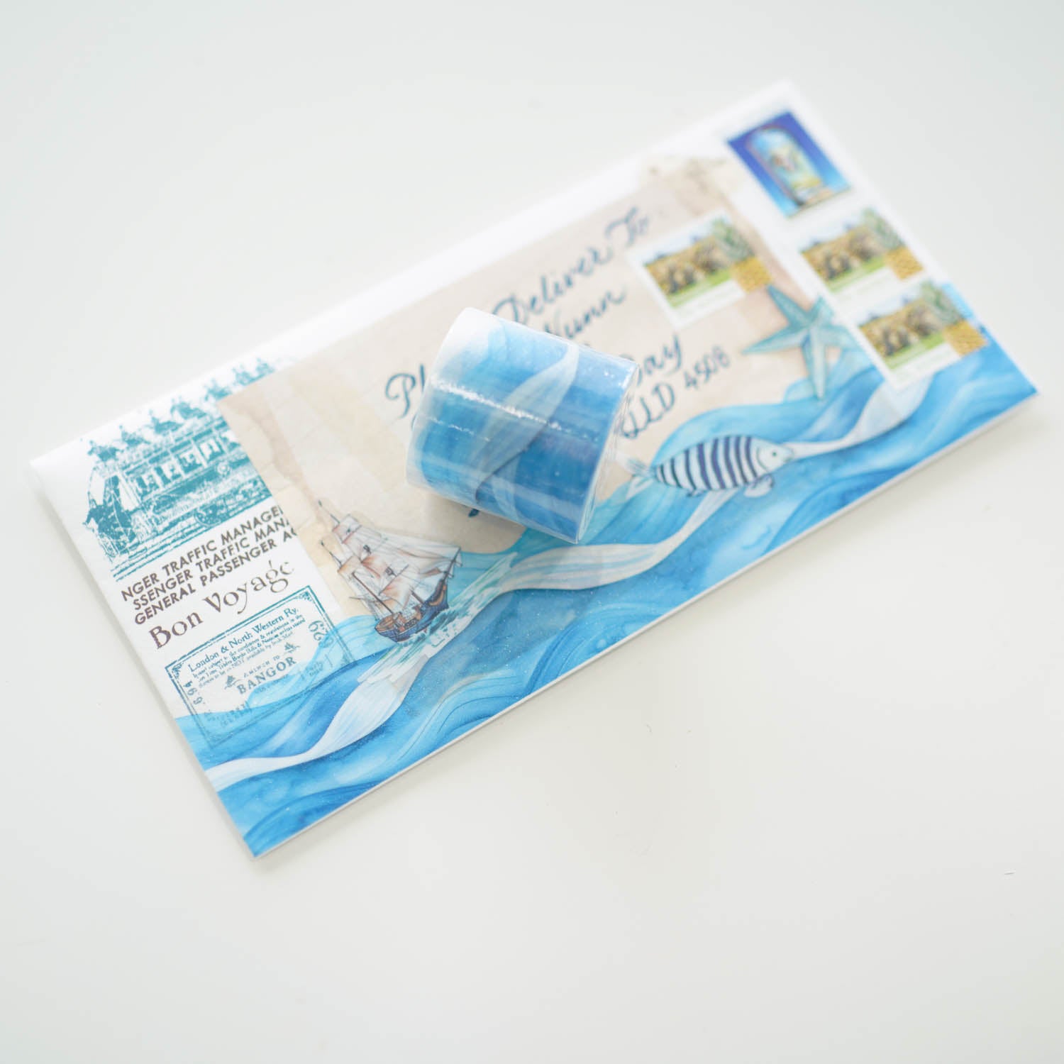 Dance Of the Waves Are Blossoming PET Frosted Shimmer Tape letter bornder