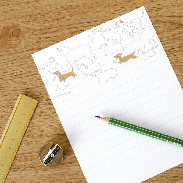 Dogs 'Ah La La' Letterpress Letter Writing Set Brown
