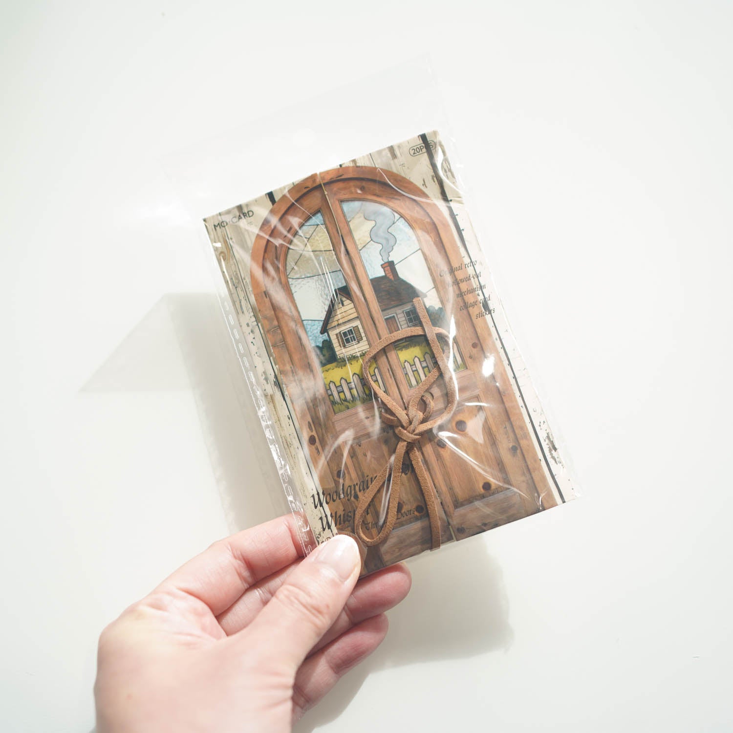 Woodgrain Door Brown Collage Cut-Out Opening Card Stickers