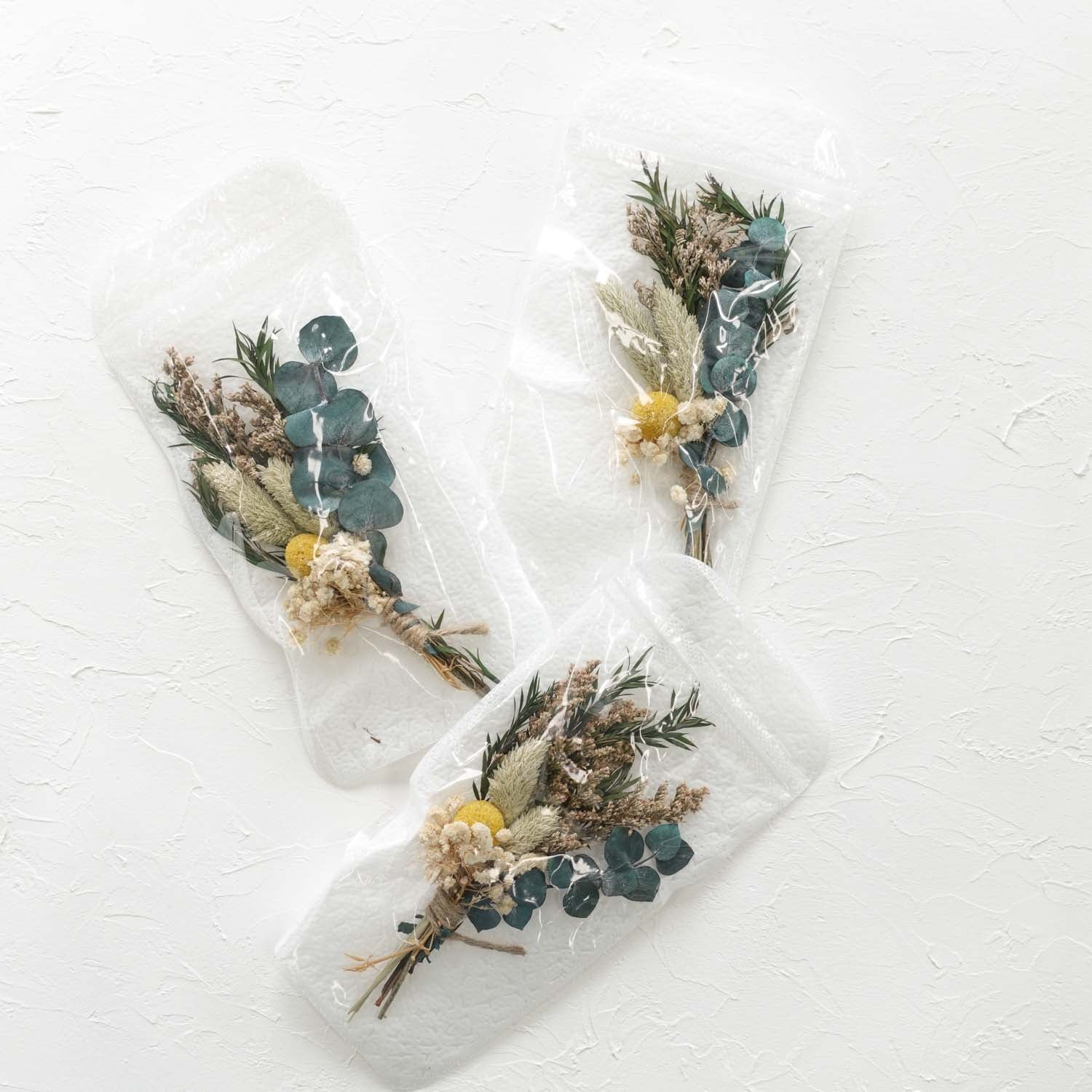 eucalyptus leaves billy buttons green yellow mini dried flower bouquet wedding boutonniere buttonhole preserved flowers australia fiona ariva