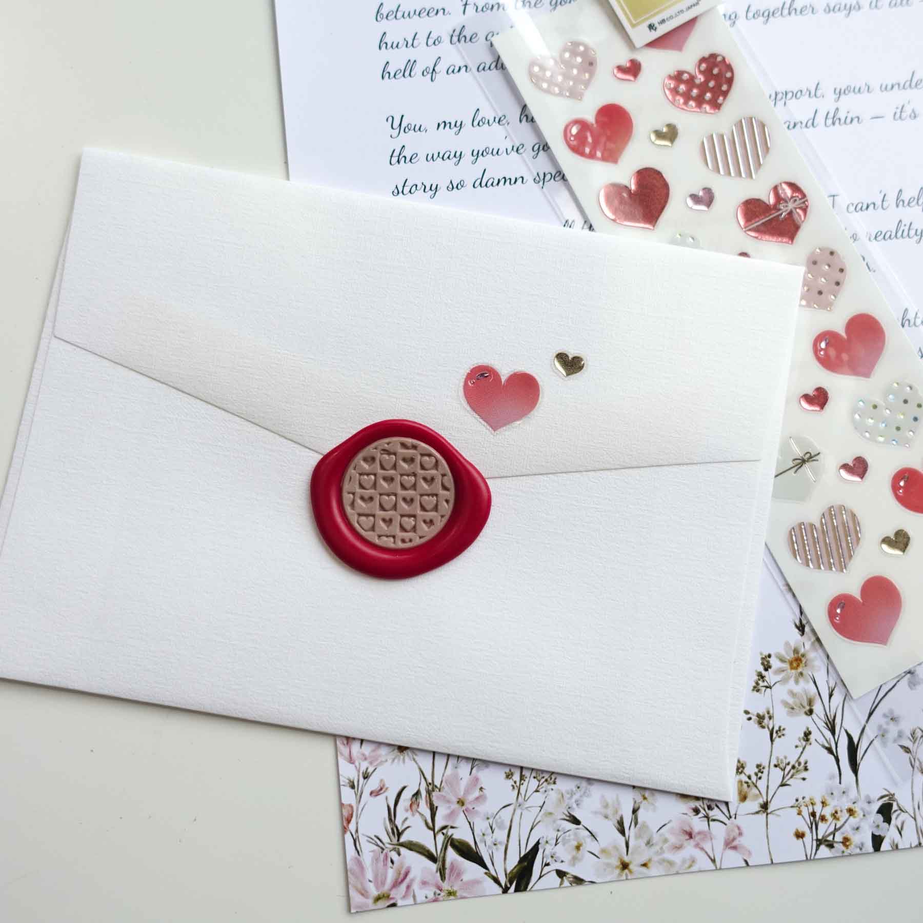 Assorted Polkadot Striped Love Hearts Clear-Backed Decorative Stickers Sheet