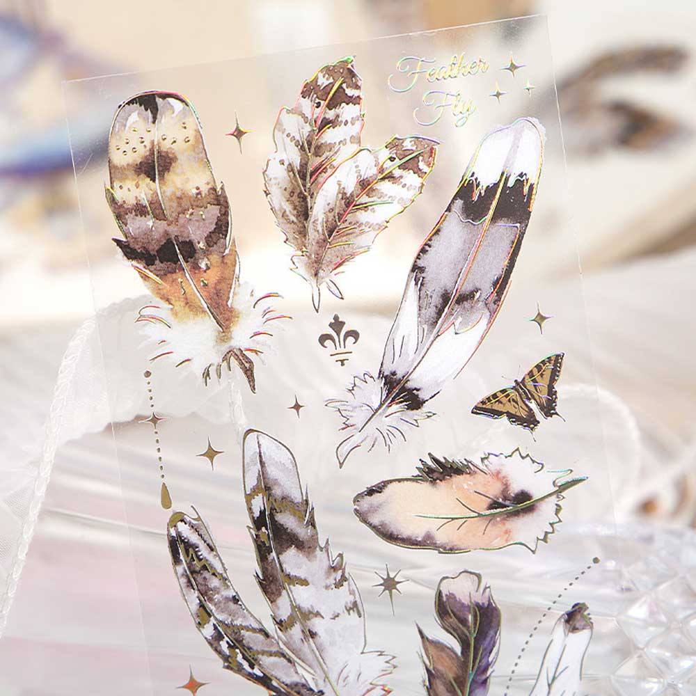 Feather Fly 3-Sheet 'Cardlover Deco Sticker' Stickers Sheet
