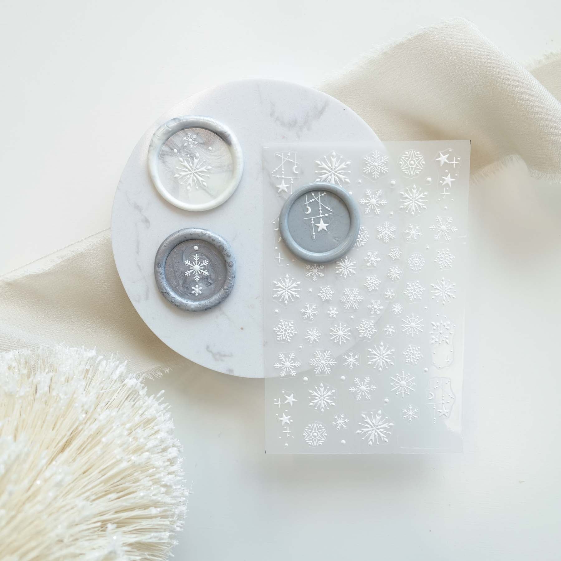 Snowflake 3D Clear-Backed Decorative Stickers Sheet