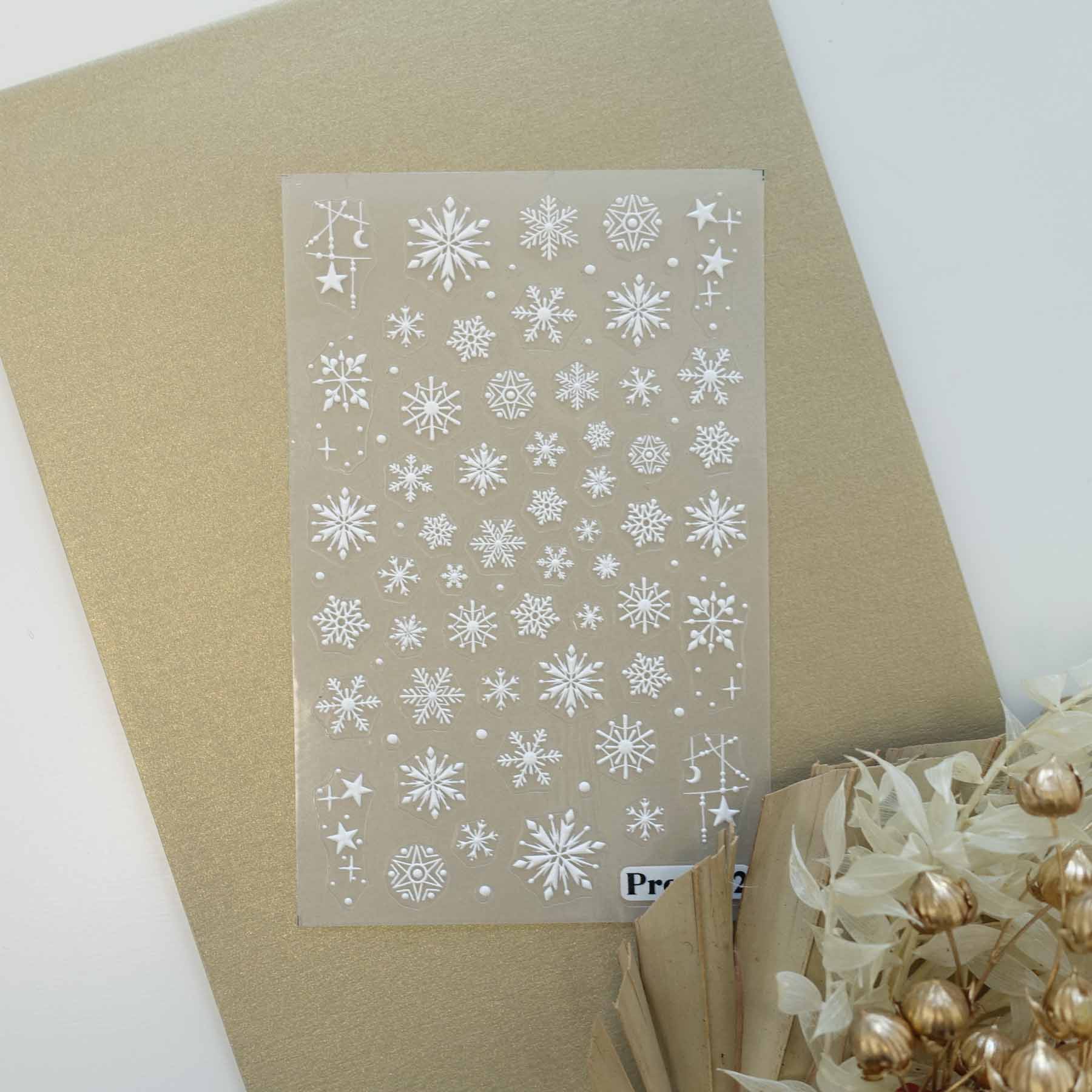 Snowflake 3D Clear-Backed Decorative Stickers Sheet