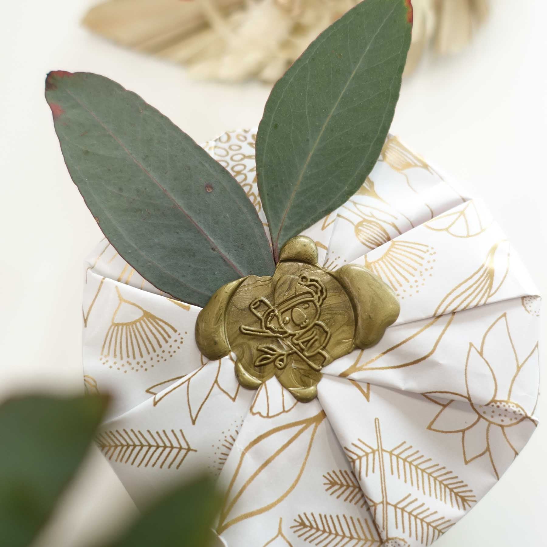 christmas present with koala santa wax seal stamp australia fiona ariva