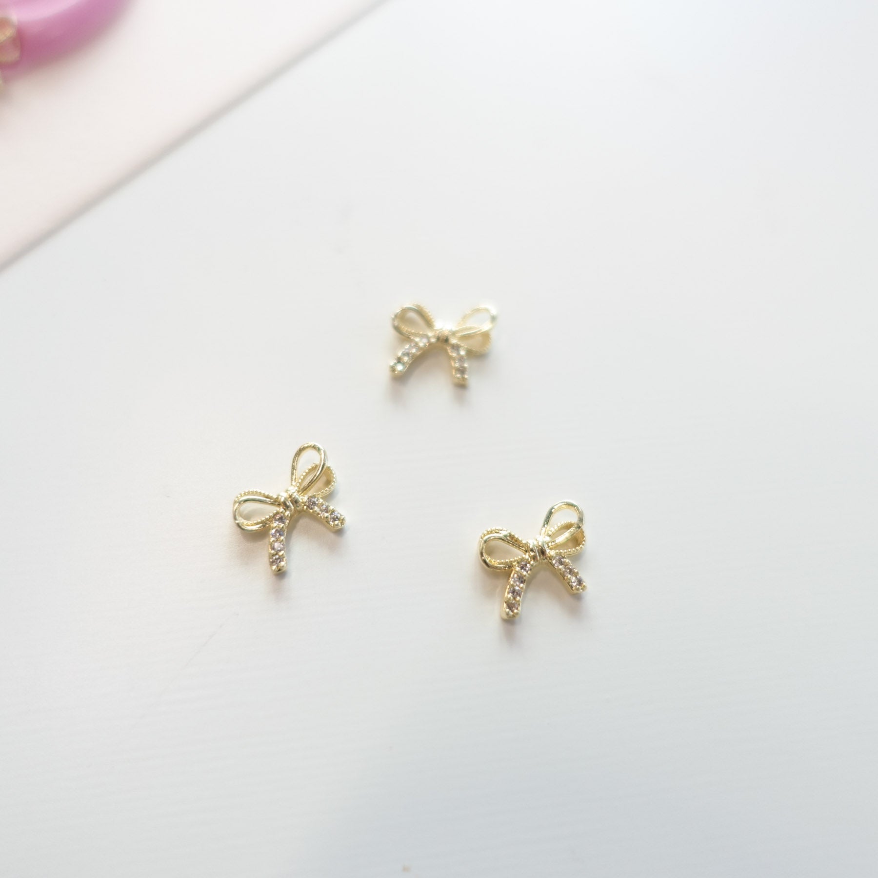 Solid Ribbon Charms Metal & Diamante 3-Pack