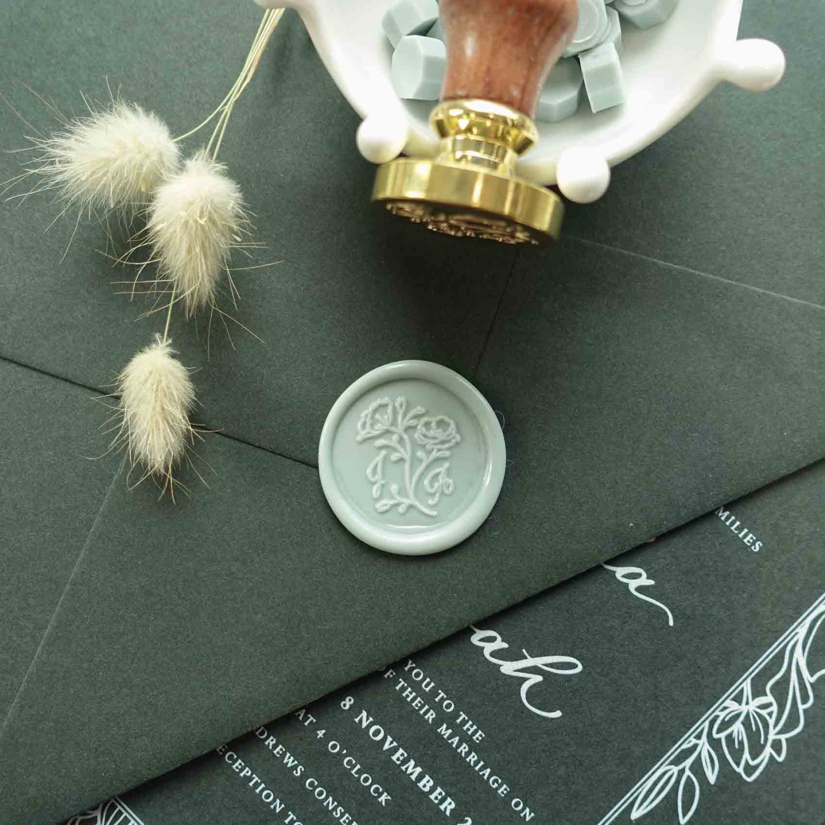 Joyful Blooms wedding monogram semi custom initials wax seal stamp or kit