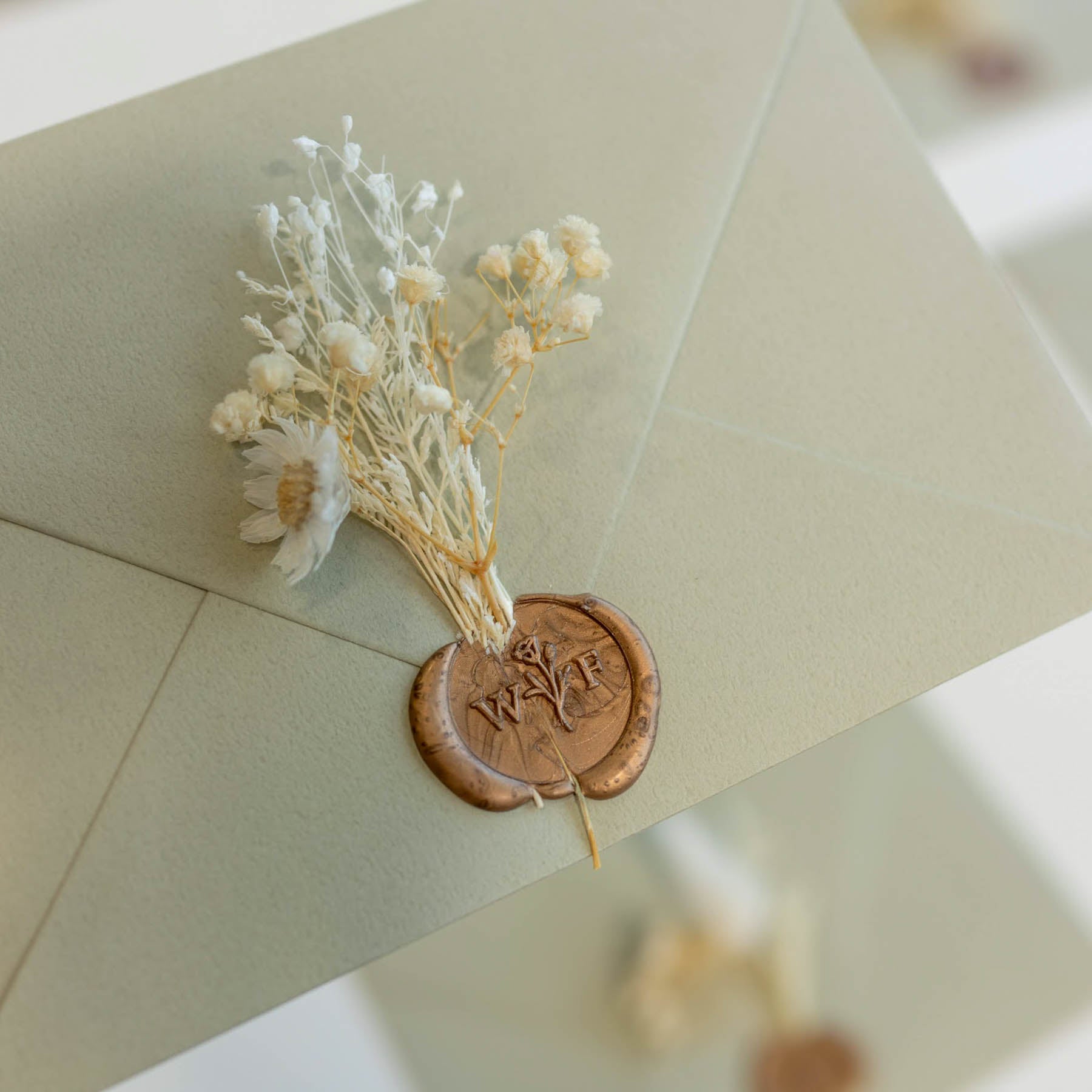 Flower Stem semi custom initials personalised wedding wax seal stamp or kit australia