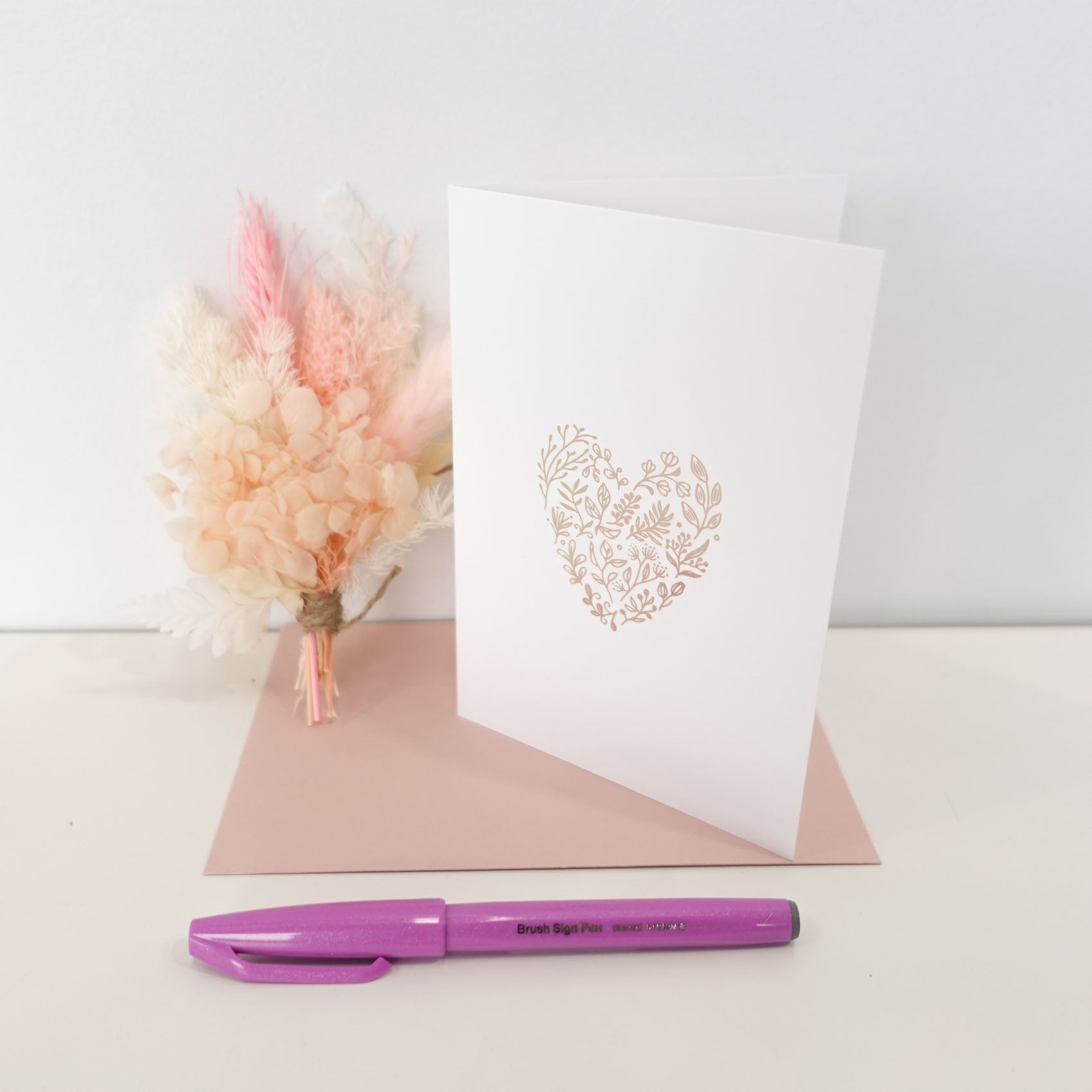 Heart Card, Pen & Flowers Bundle Pack
