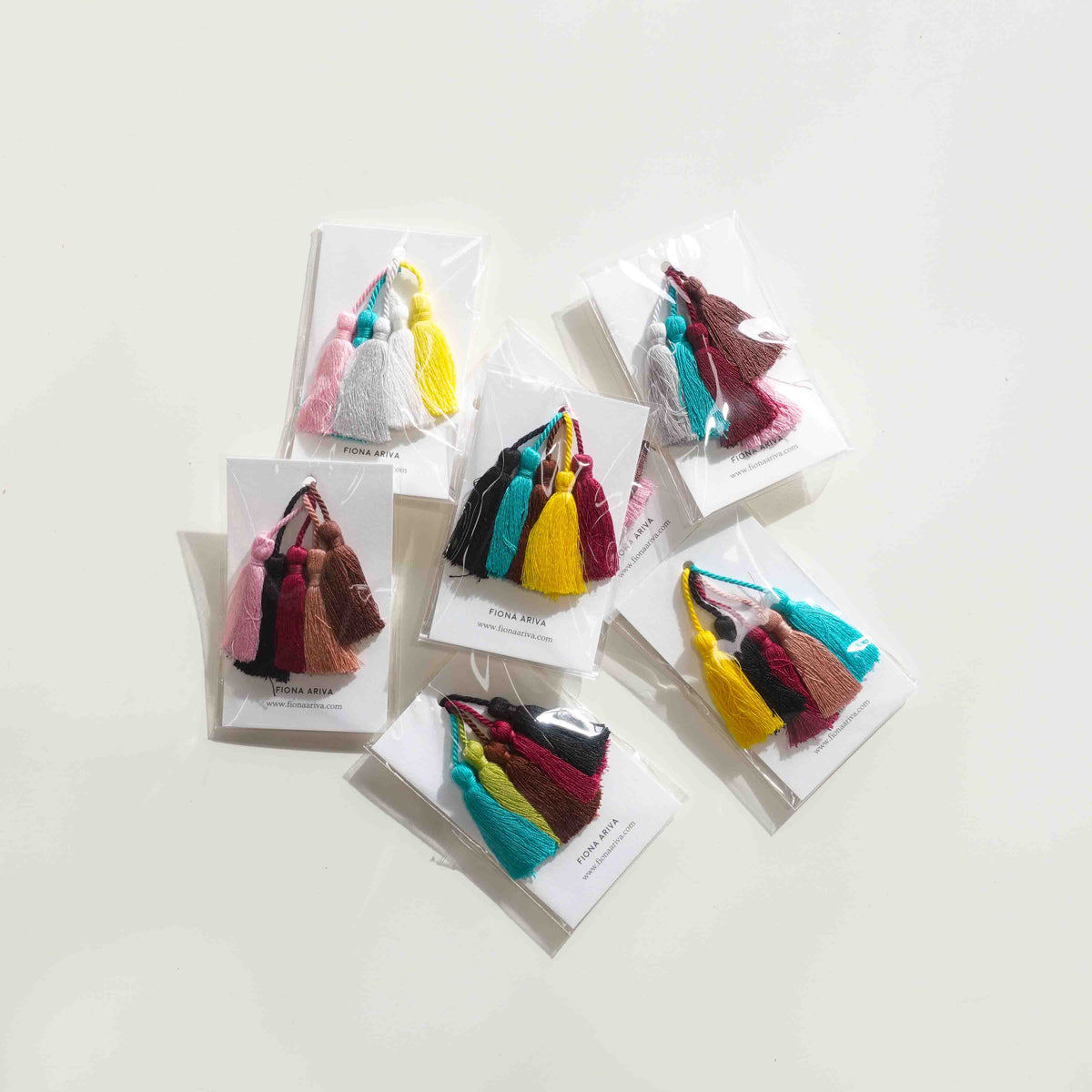 Mixed cotton tassels 5-pack in assorted colours