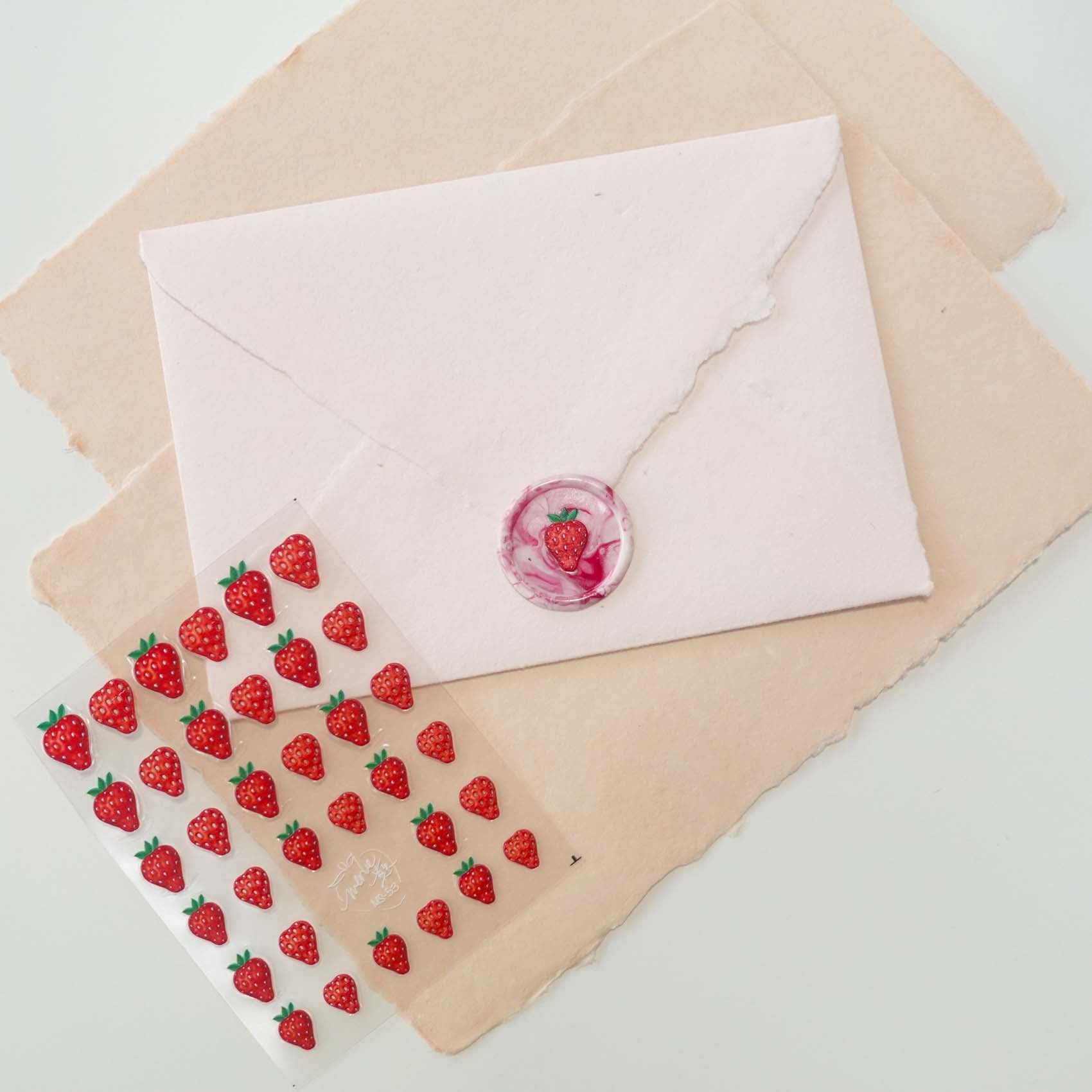 Strawberry 3D Clear-Backed Decorative Stickers Sheet
