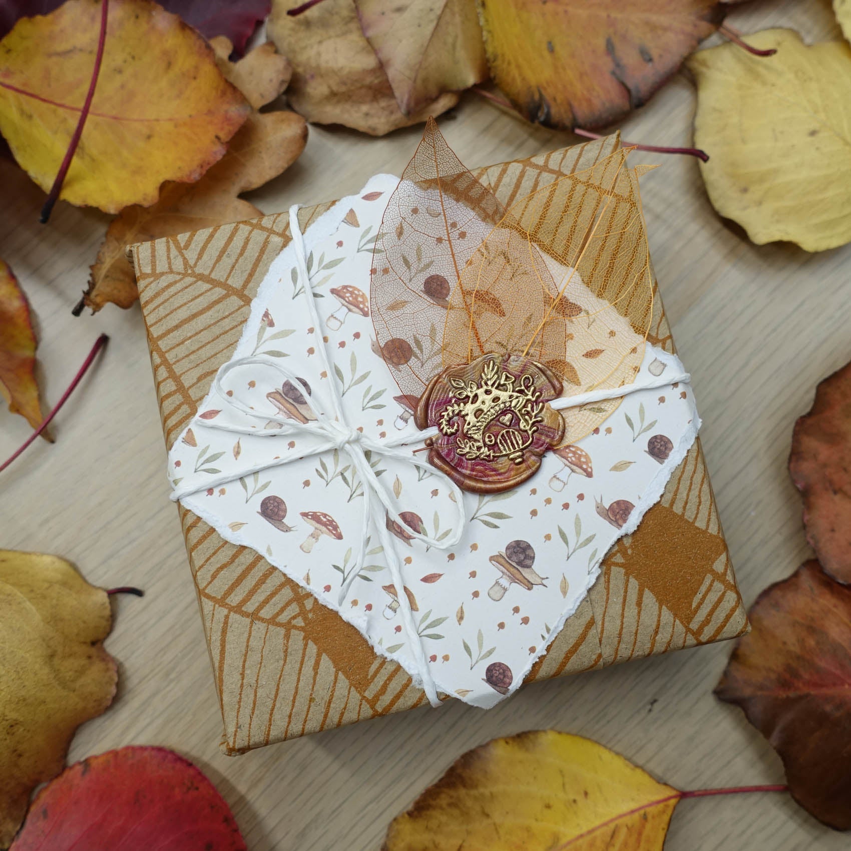 mushroom house fairy garden clay autumn woodland theme wax seal gift wrapping fiona ariva australia