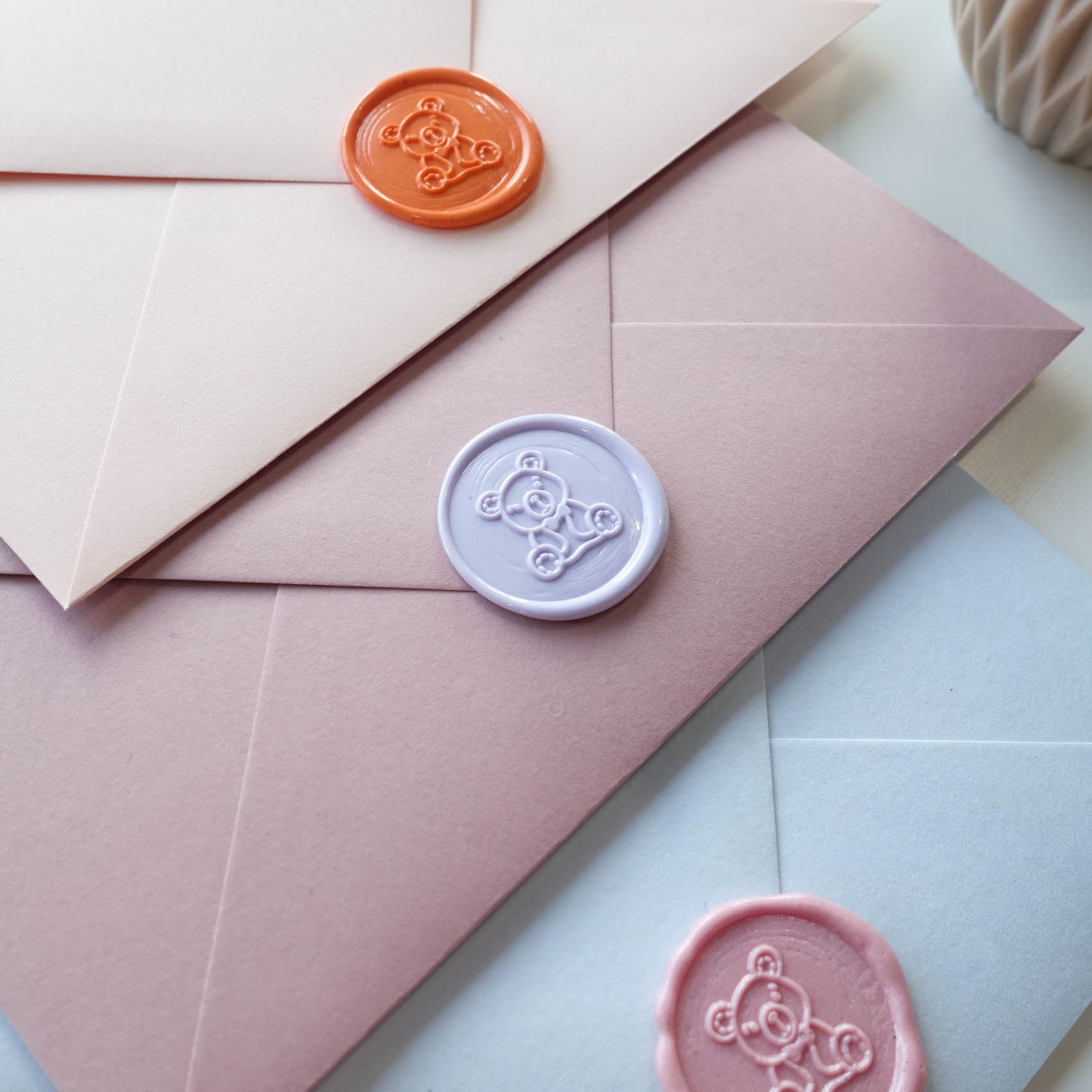 baby shower wax seal invitations with cute teddy bear fiona ariva australia