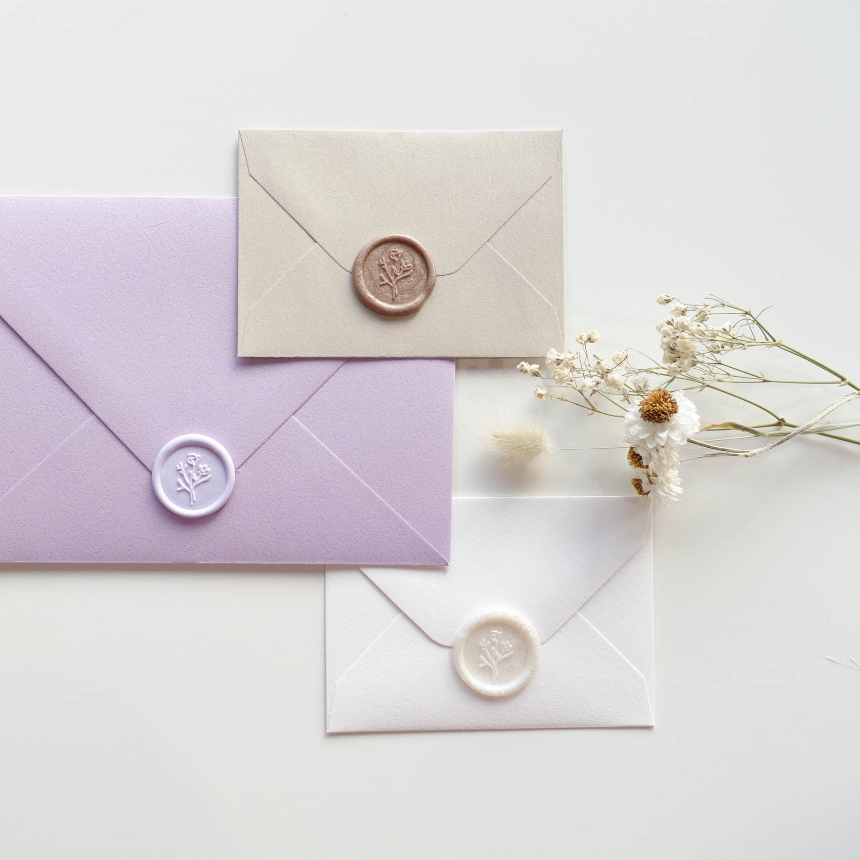 mini wild flower bouquet floral wax seal stamp on envelopes fiona ariva australia