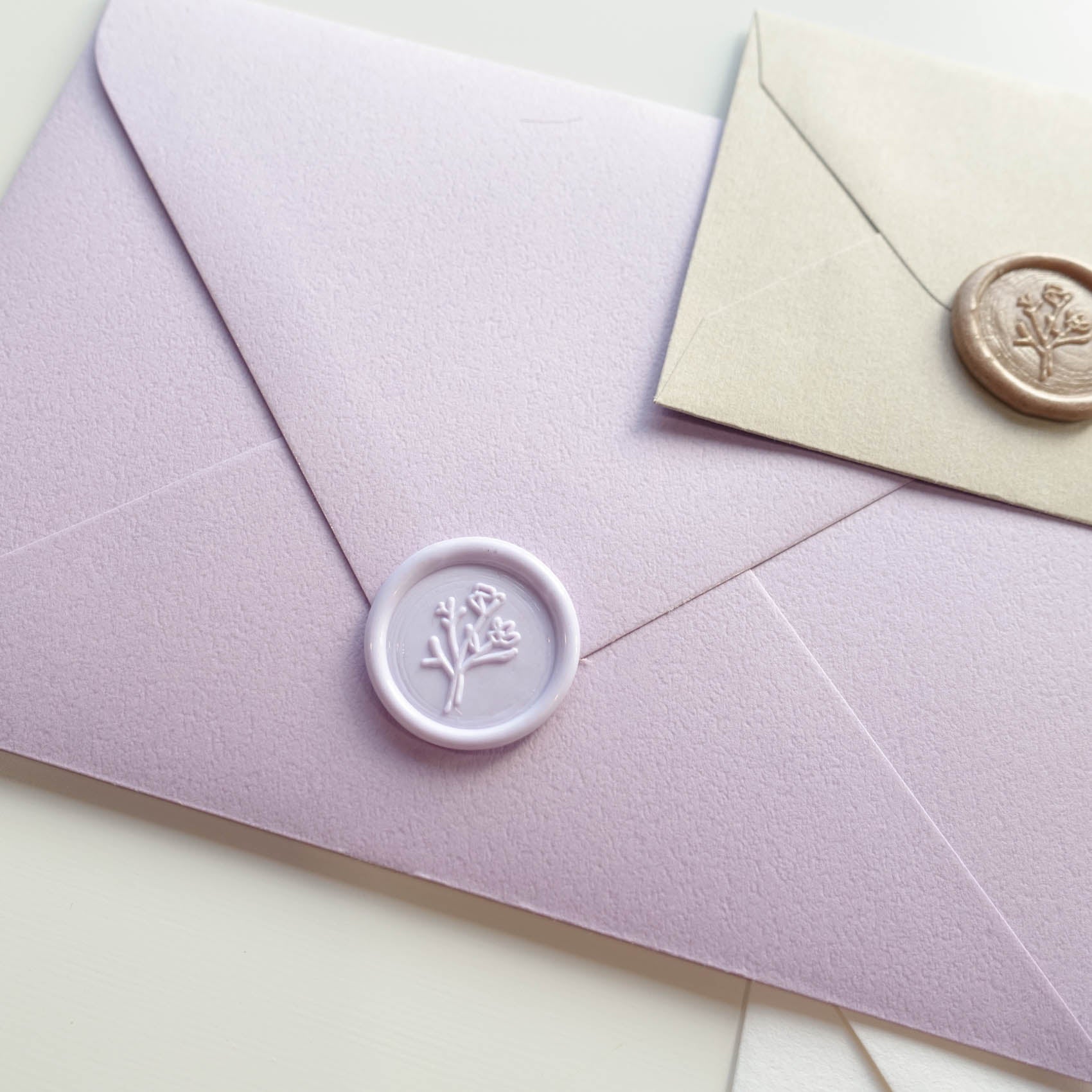 mini wild flower bouquet floral wax seal stamp with lilac envelope fiona ariva australia