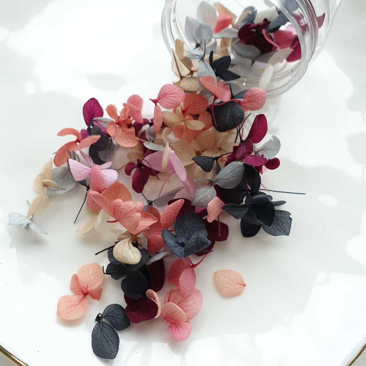 Assorted dried hydrangea petals for wax seals and crafts