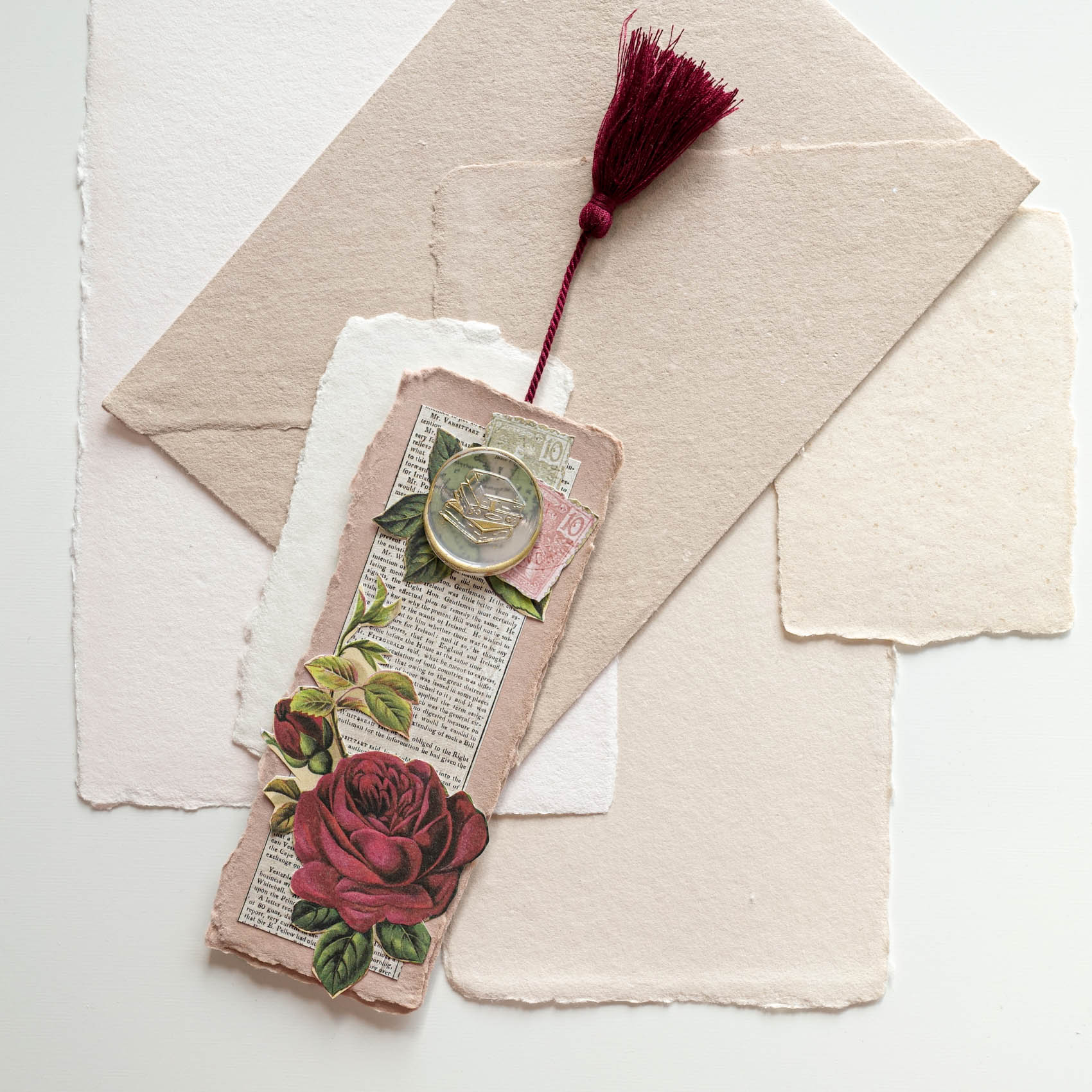 stack of books wax seal australia fiona ariva bookmark