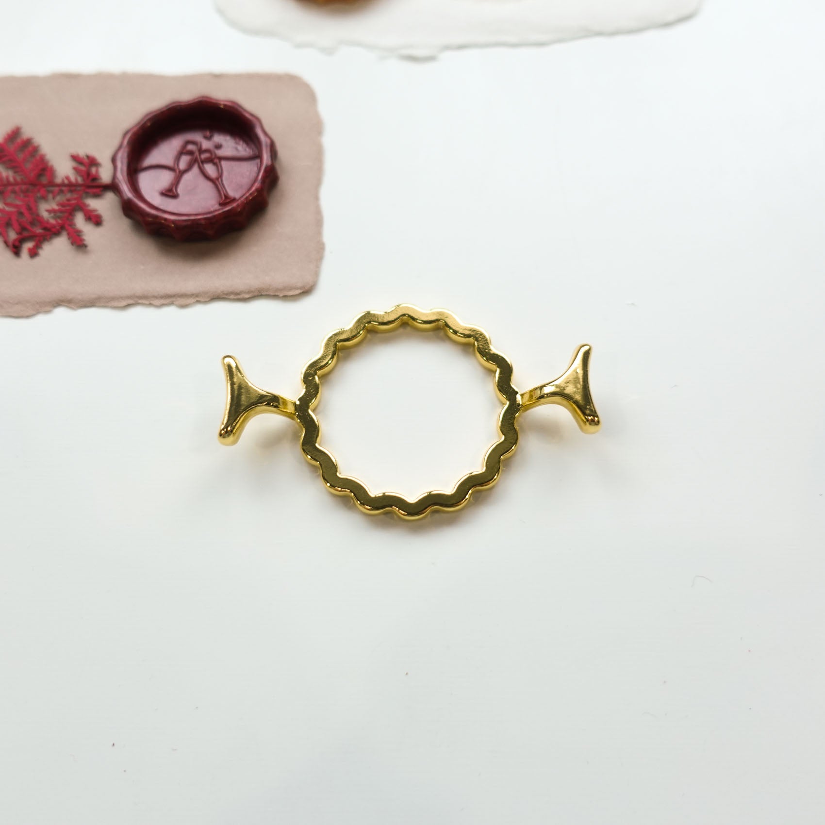 gold wavy wax seal ring mould template fiona ariva australia