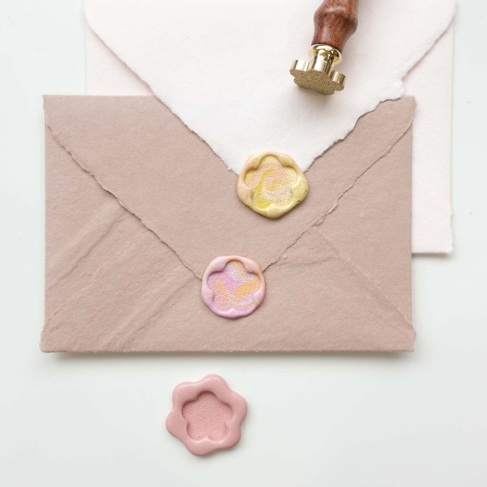 textured flower frosted wax seal stamp