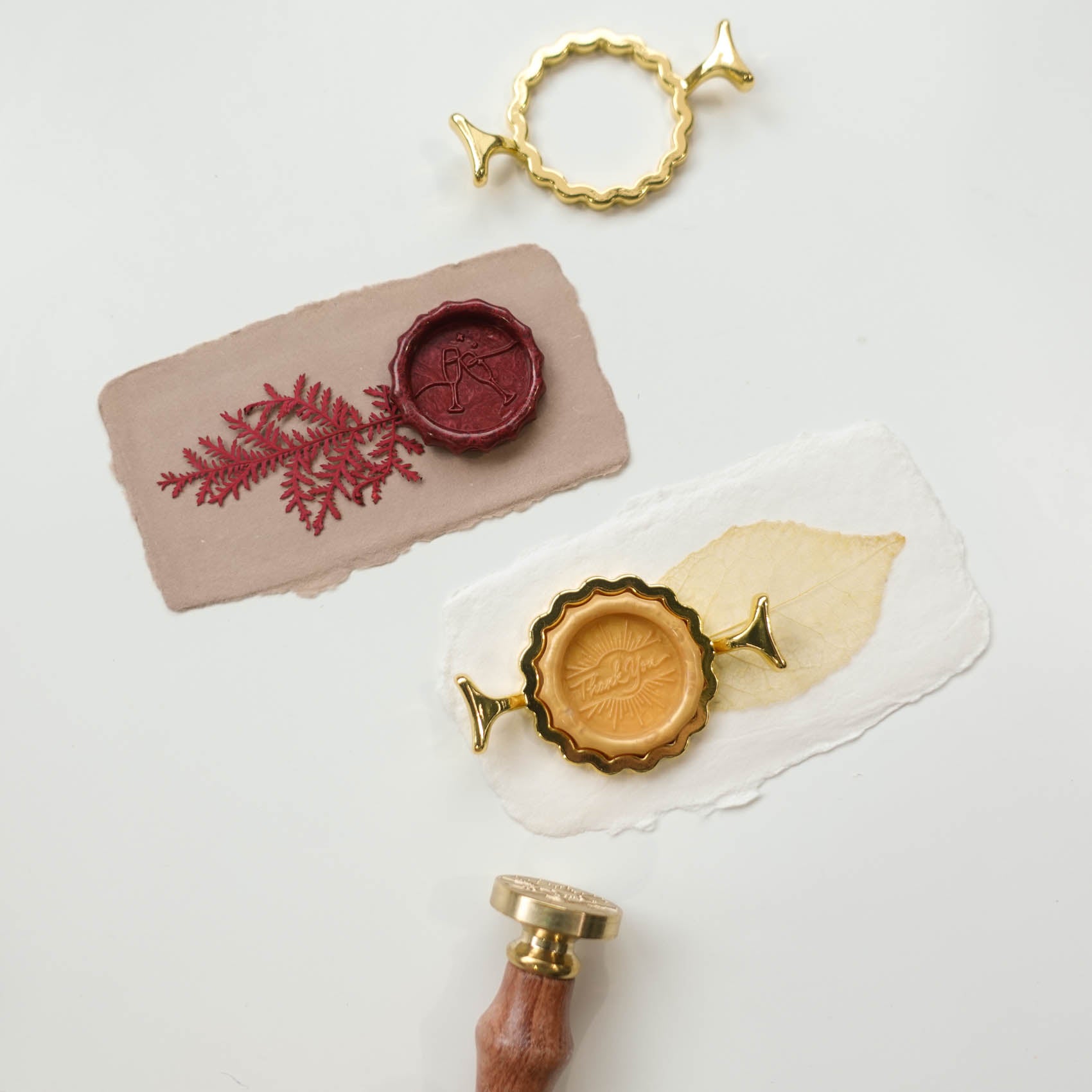 gold wavy wax seal ring mould template fiona ariva australia