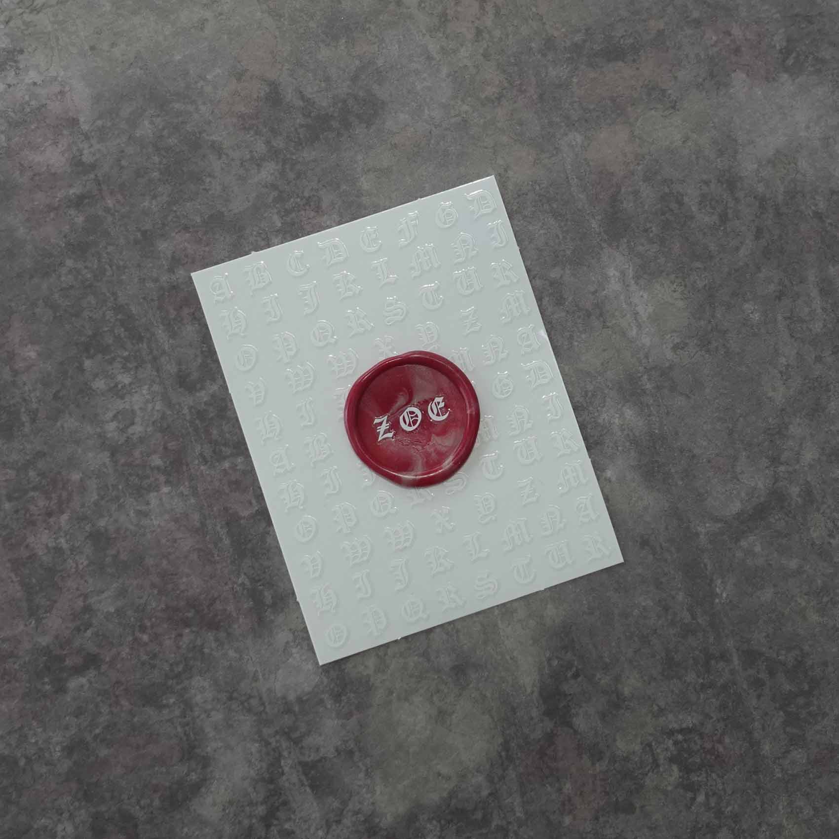 White Alphabet Letters Gothic Script Clear-Backed Decorative Stickers Sheet