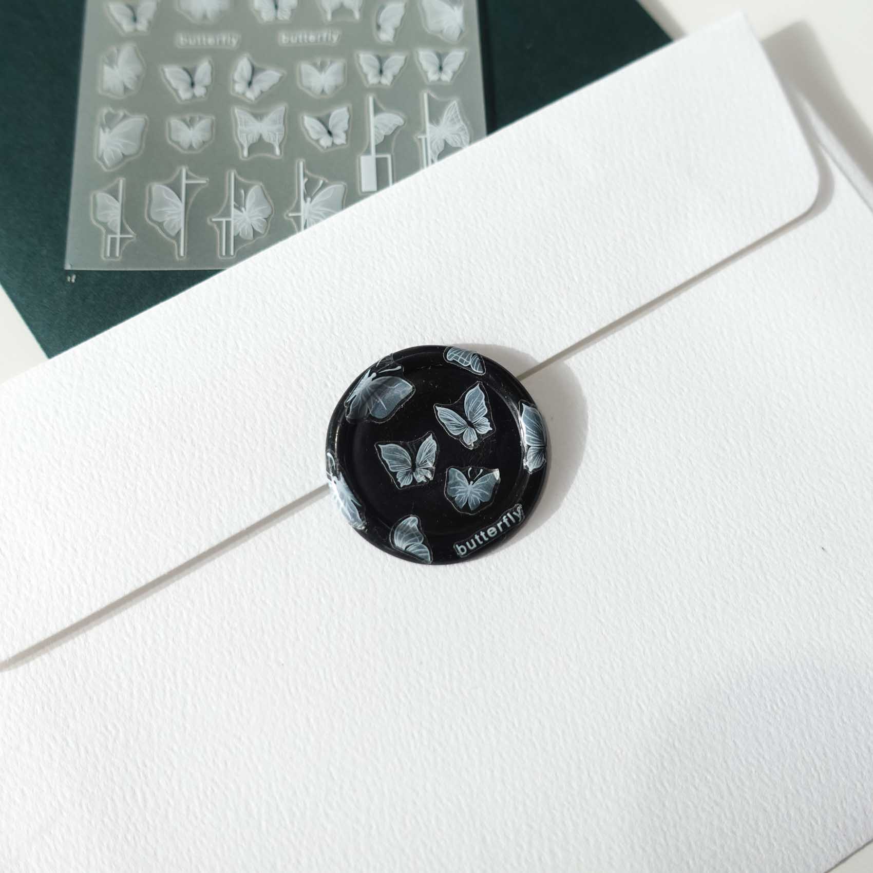 White Butterflies Clear-Backed Decorative Stickers Sheet