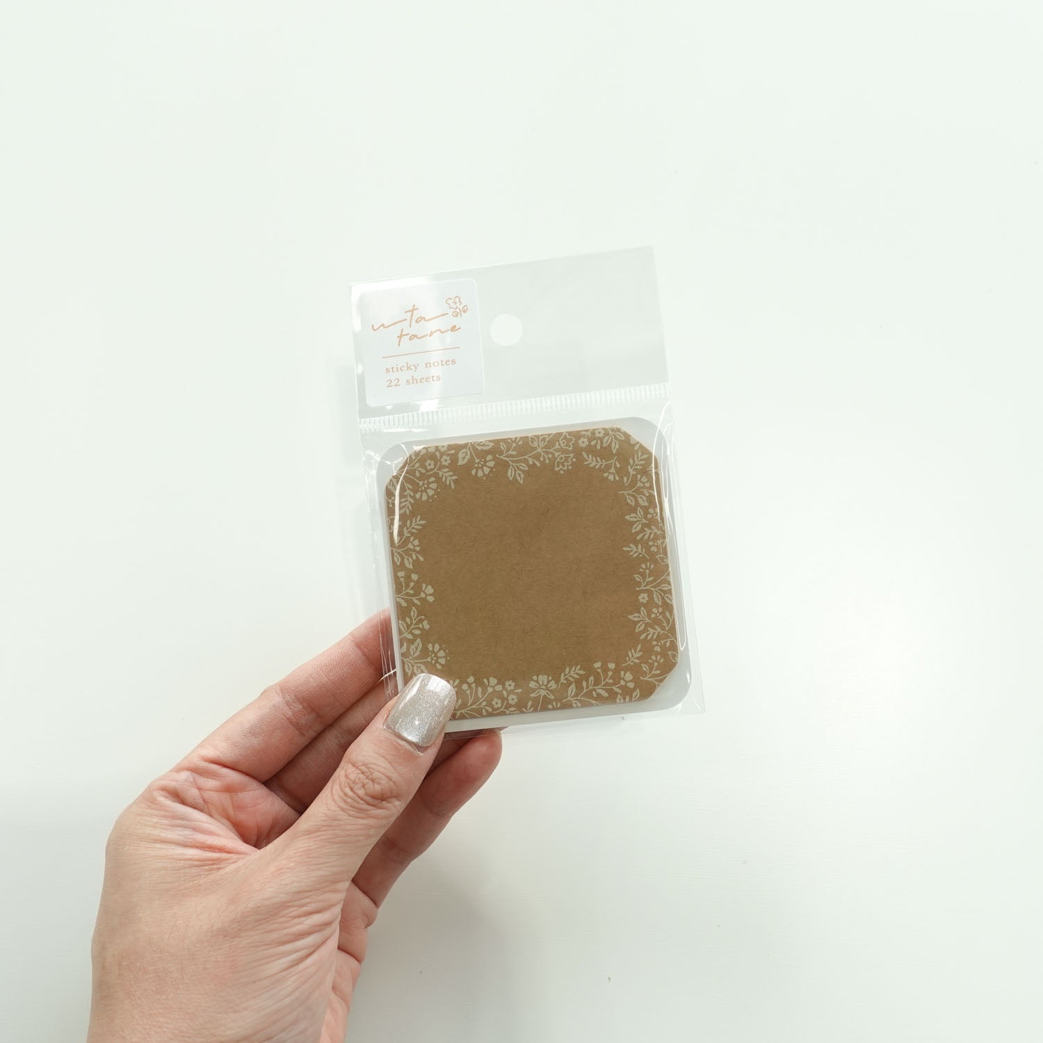 Floral Border Kraft Paper Sticky Notes | 'Utatane' Series