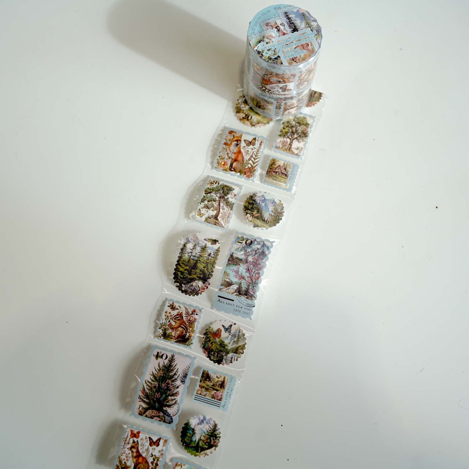 Forest Animals 'Poetry In My Writing' Postage Stamp Diecut Sticker Roll