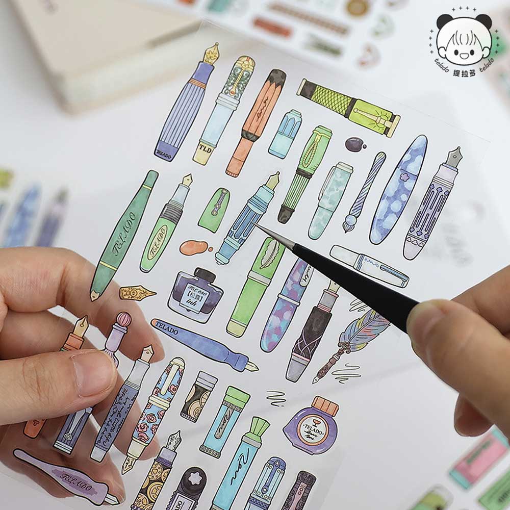 Fountain Pens & Clips 'Telado' 4-Sheet Stickers Sheet