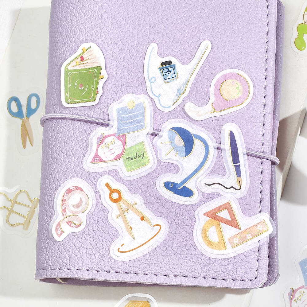 Full Of Stationery | Ippai | Planner Flake Stickers | BGM