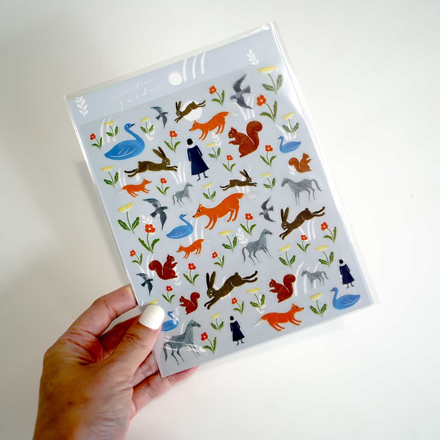 Garden Animals Swan Rabbit Squirrel 'Nishishuku' Cozyca Stickers Sheet