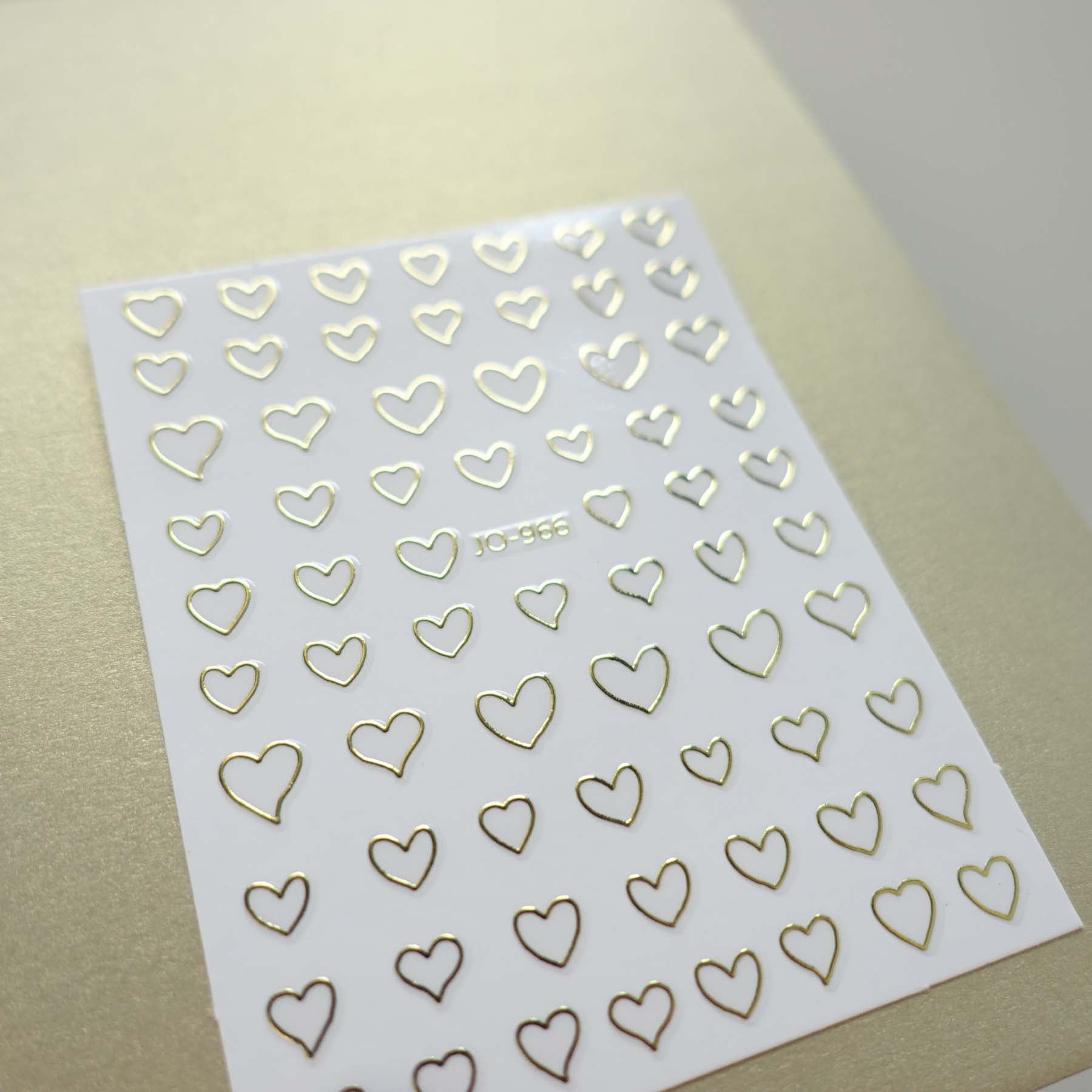 Gold Heart Outlines Clear-Backed Decorative Stickers Sheet