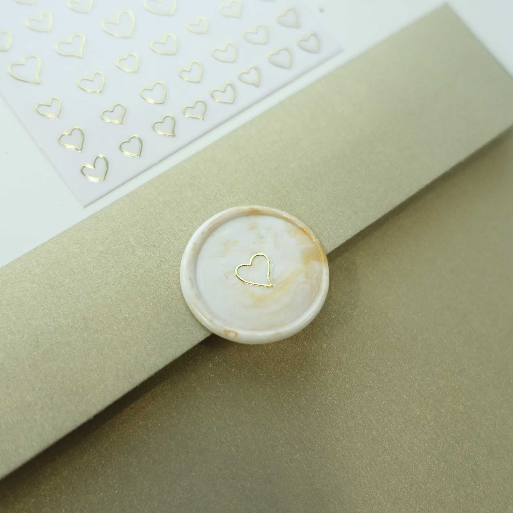 Gold Heart Outlines Clear-Backed Decorative Stickers Sheet
