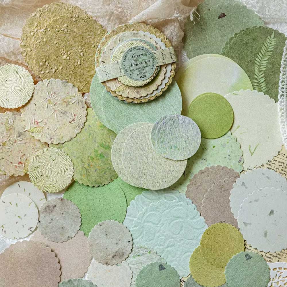 'Green Mountain' Scallop Edge Embossed Patterned Paper Pack