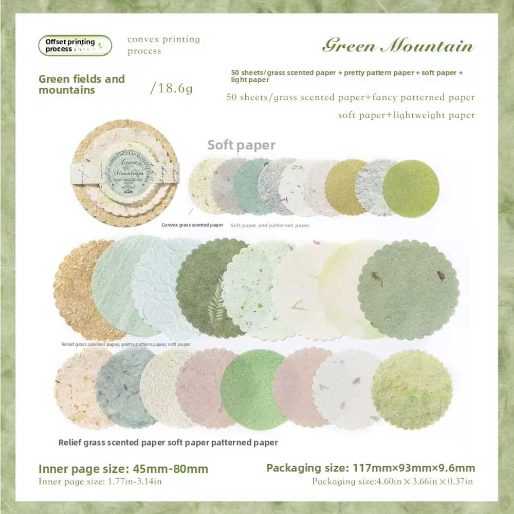 'Green Mountain' Scallop Edge Embossed Patterned Paper Pack