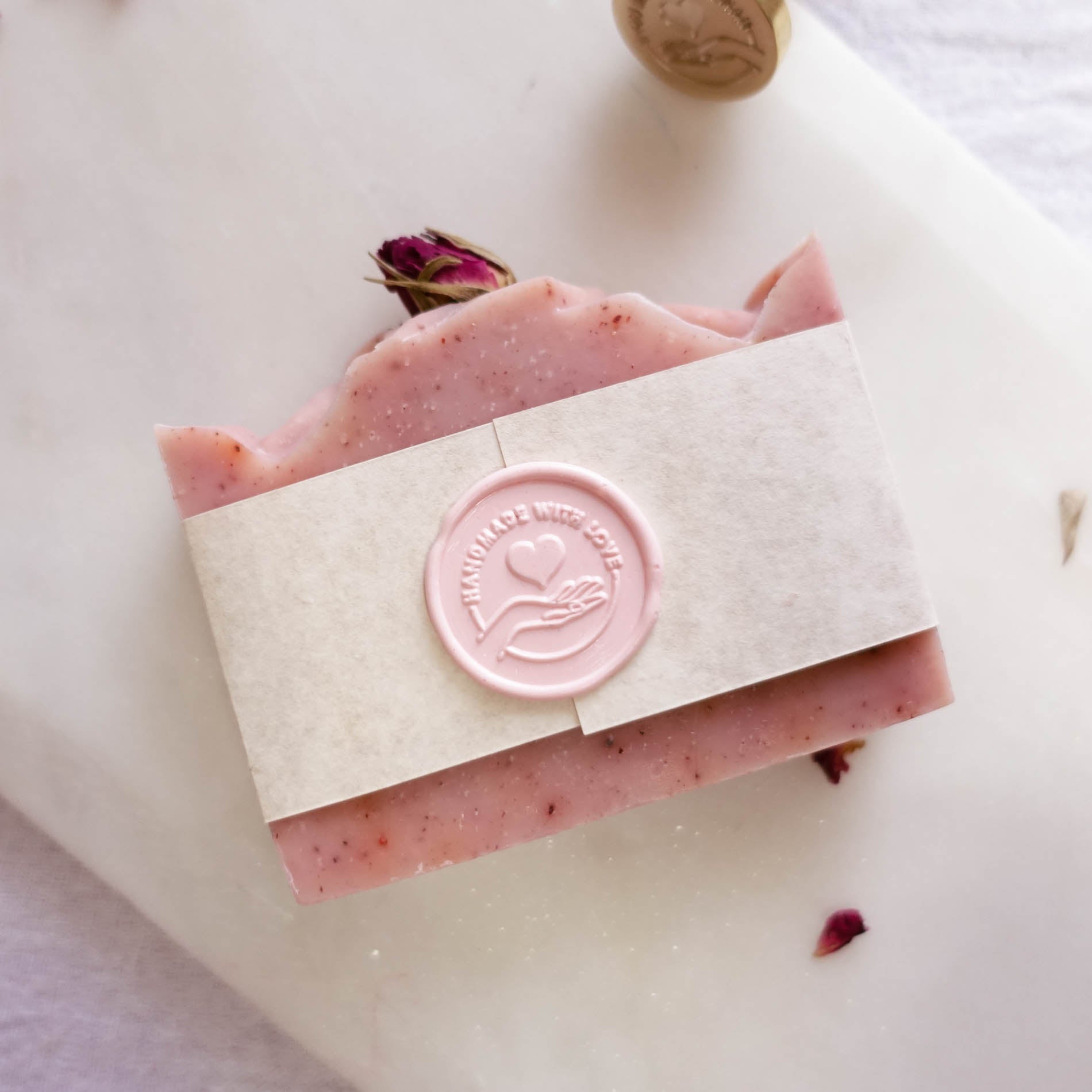 Handmade with Love wax seal on soap packaging idea australia fiona ariva
