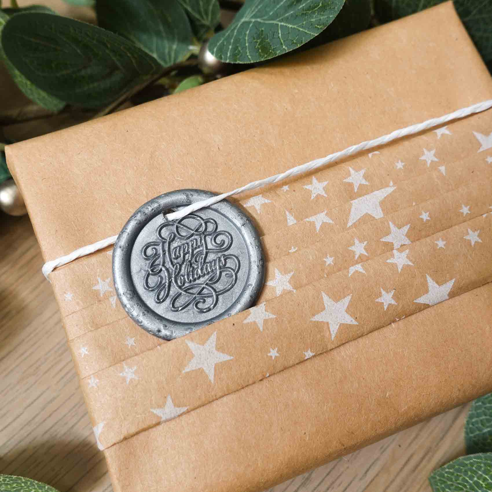 happy holidays christmas wax seal stamp gift wrapping idea fiona ariva australia