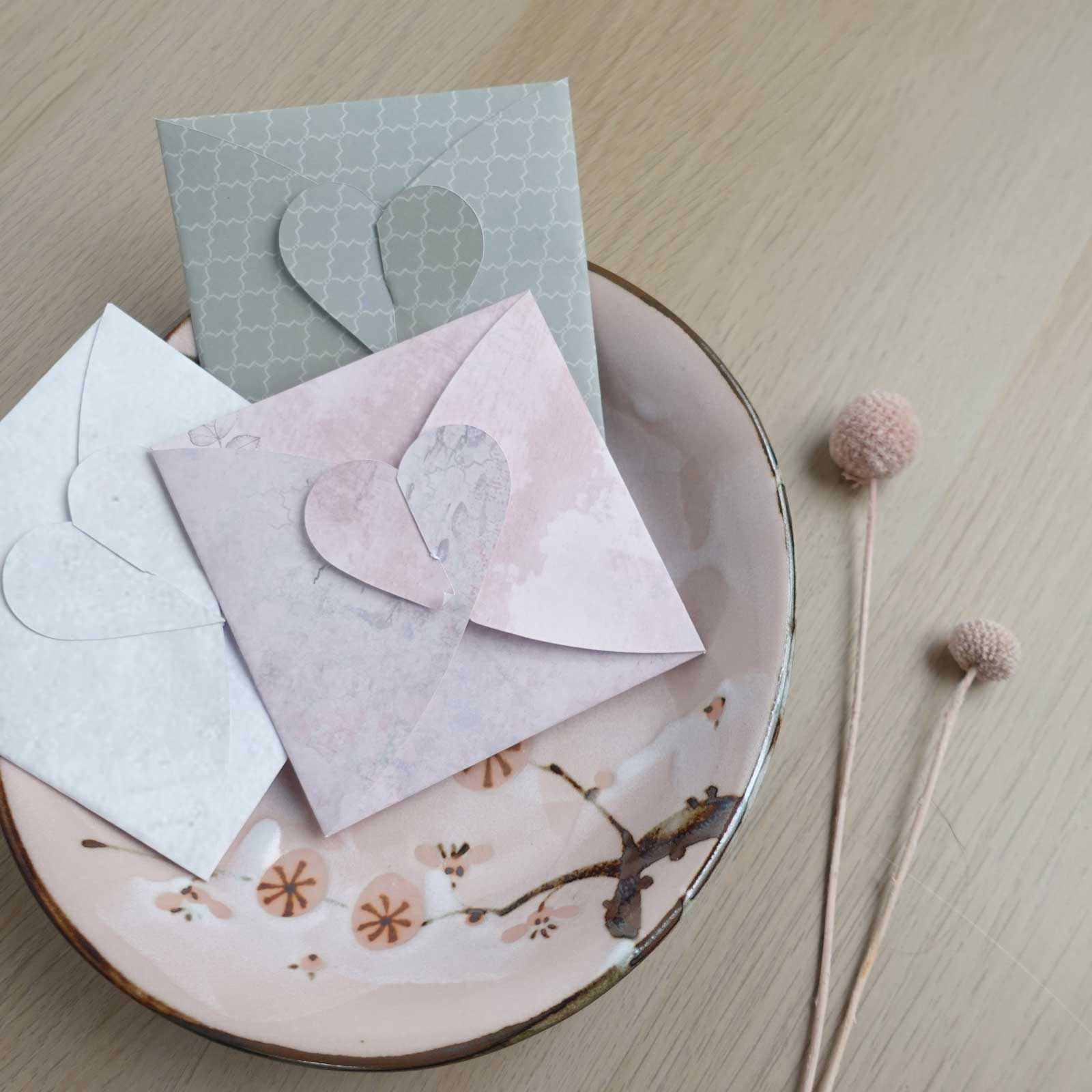 Heart Lock Square Envelope Template 100 x 100mm (Instant Download - PDF & SVG)