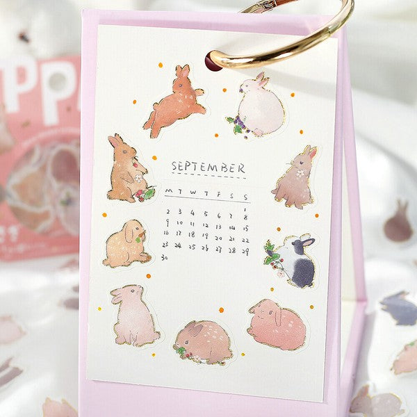 Rabbit All Over The Place | Ippai | Planner Flake Stickers | BGM