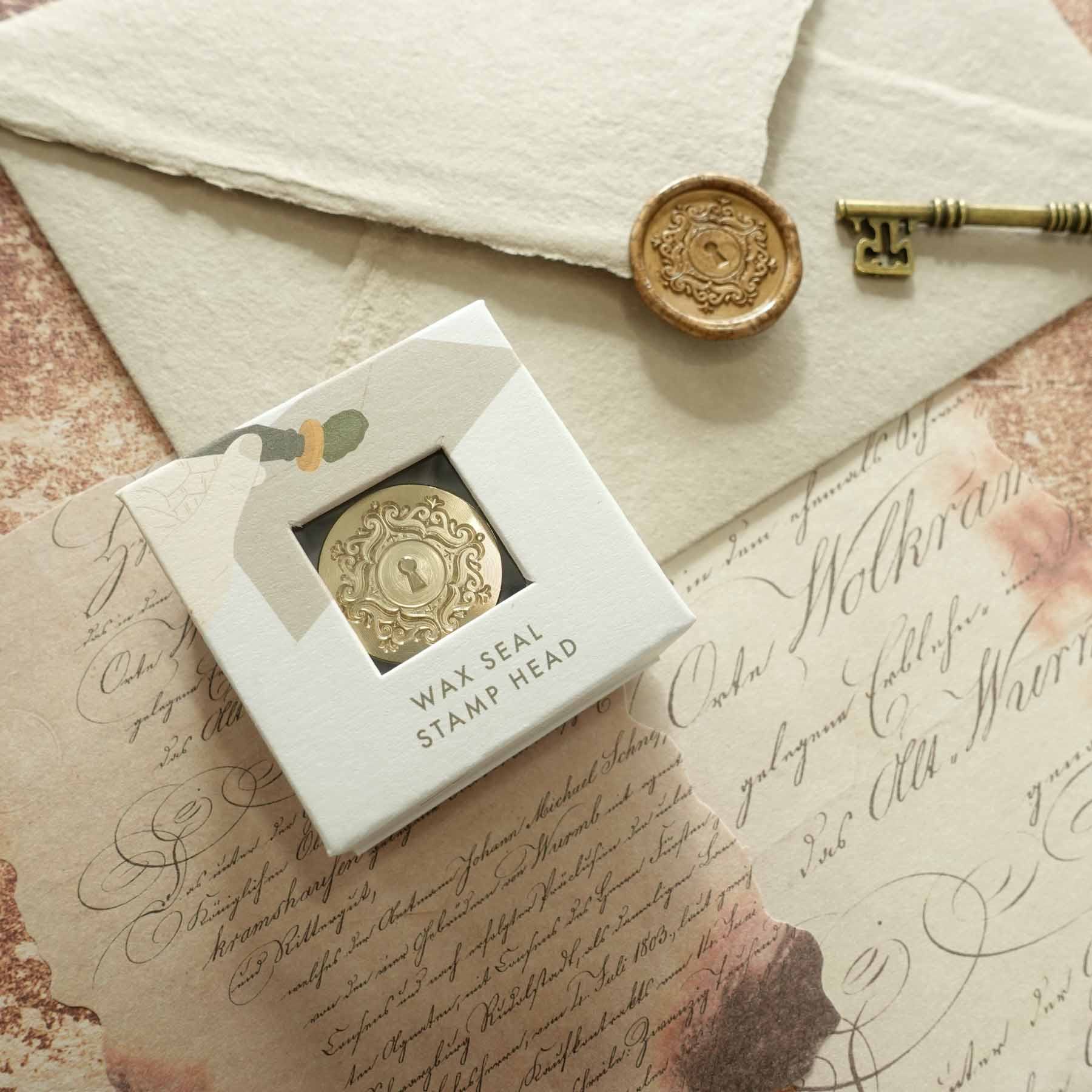 Keyhole wax seal stamp, wax seal kit or stamp head
